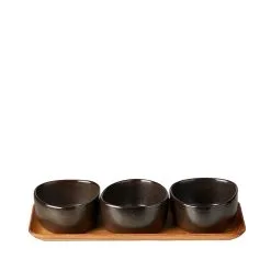 Aida Raw Organic Metallic Brown Og Teak Skåle 3 Stk.