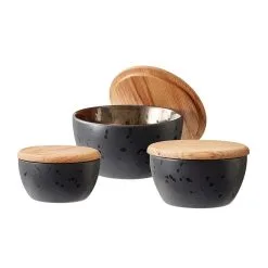 Bitz Skålesæt Med Låg 3 Størrelser Sort/bronze