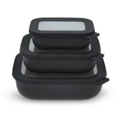 Mepal Cirqula Skålesæt Med Låg Lav Rektangulær Sort