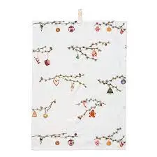 Køkkenudstyr 20 Kähler Hammershøi Christmas Viskestykke 50x70 Cm, Hvid Med Dekoration